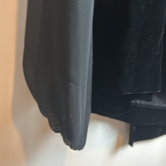 Velvet Top Sheer Sleeve V Neck Blouse Elegant Party Evening - Picture 15 of 16